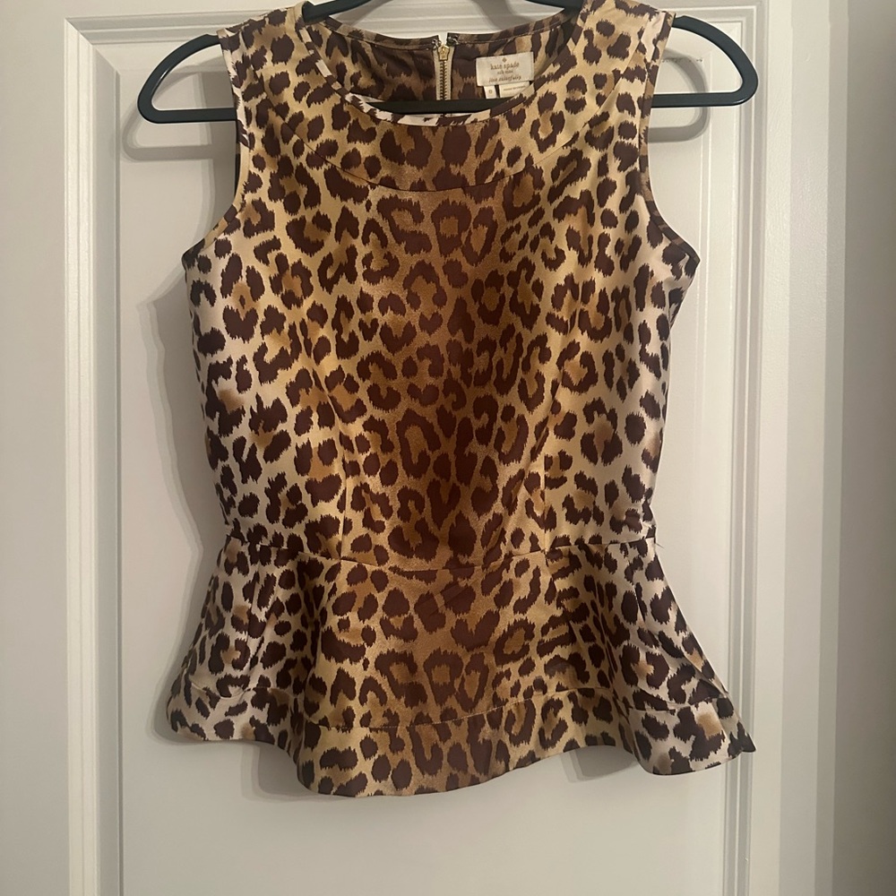 Kate Spade Leopard Print Peplum Top